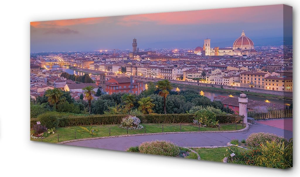 Leinwandbild 140x70 Wandkunst Italien Panorama Fluss