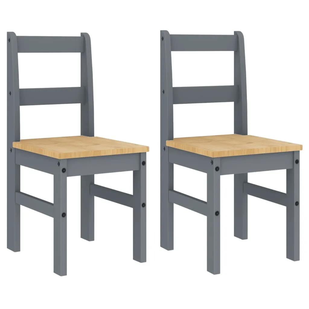 Chaises de Salle à Manger en Bois de Pin Massif Panama Gris Lot de 2