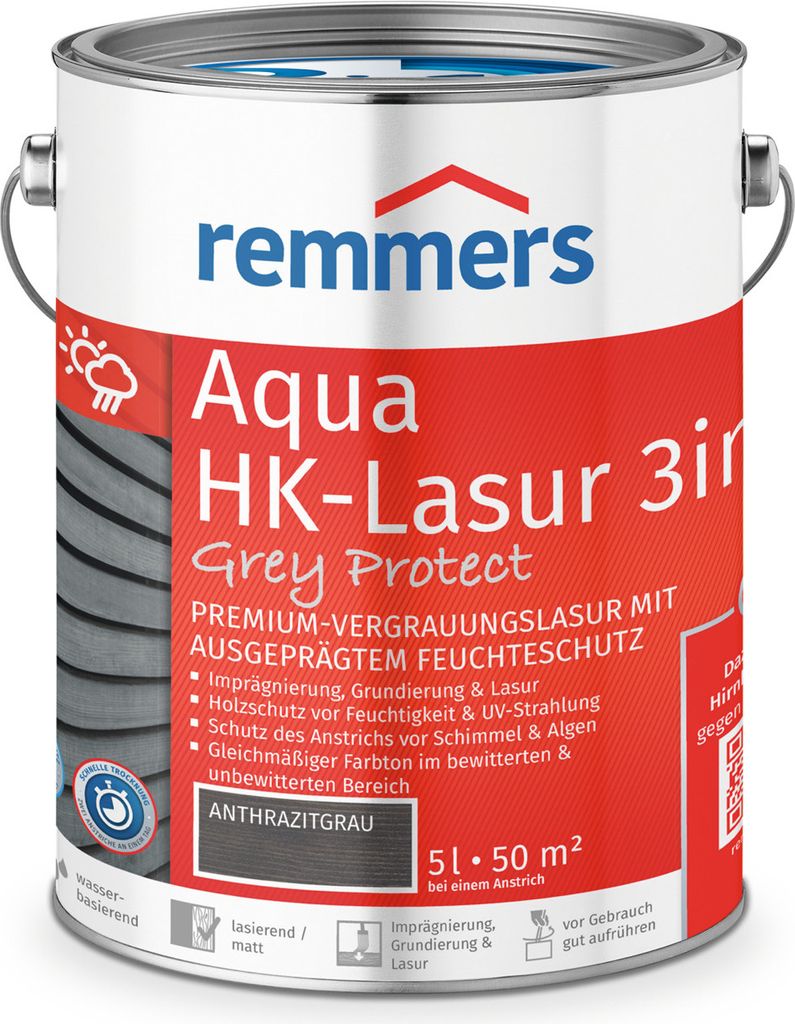 Remmers Aqua HK-Lasur 3in1 Grey Protect anthrazitgrau Produktbild 