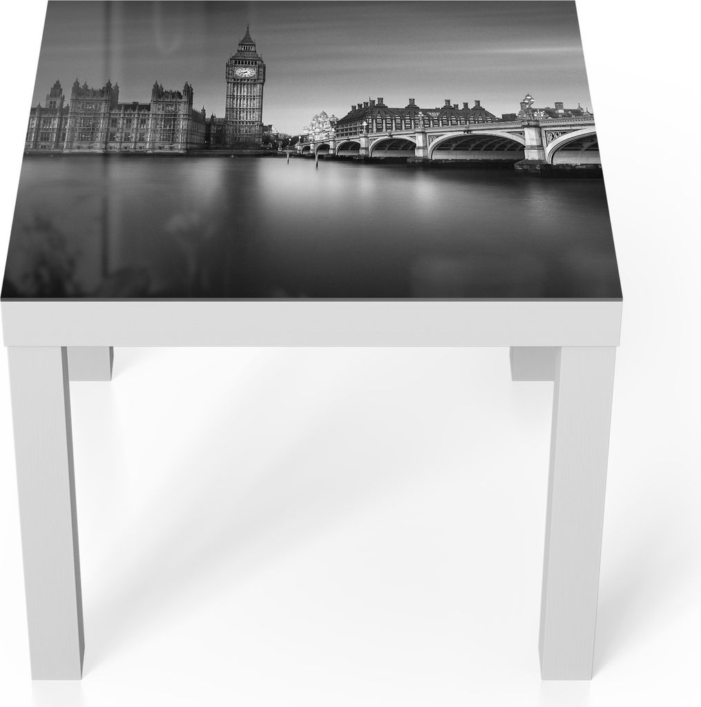 DEQORI Couchtisch 55x55 cm Weiß 'Londoner Zeitlosigkeit' Glas Beistelltisch Glastisch modern