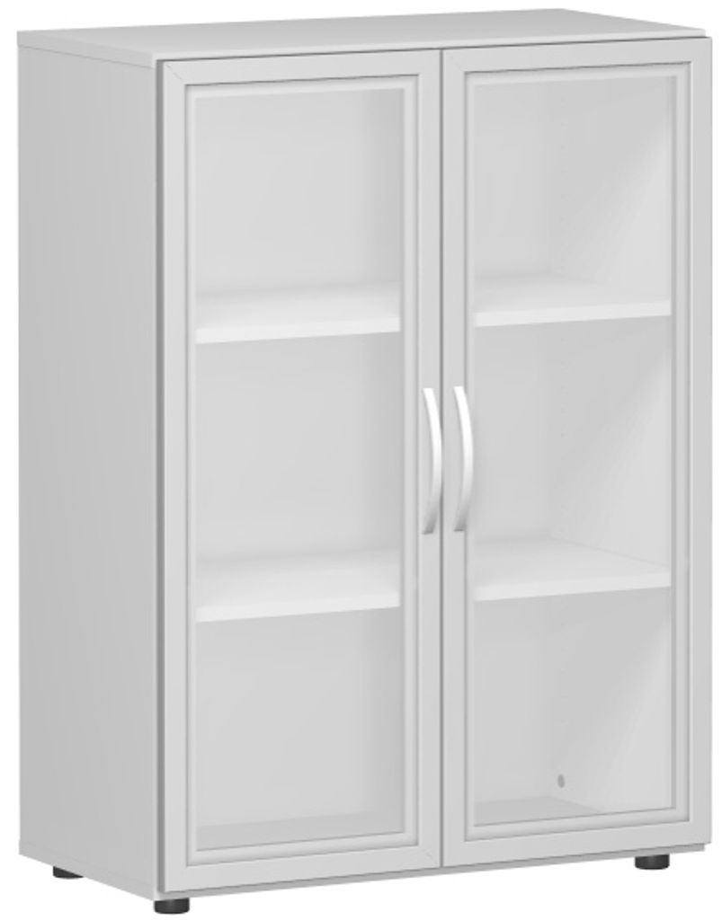 Geramöbel Flügeltürenschrank mit satinierten Glastüren im Holzrahmen, mit Standfüßen, inkl. Türdämpfer, nicht abschließbar, 800x400x1104, ...