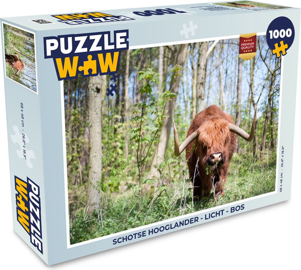 MuchoWow Puzzle 1000 Teile Schottischer Highlander - Wald - Schottische Kuh - Erwachsene - Rätsel