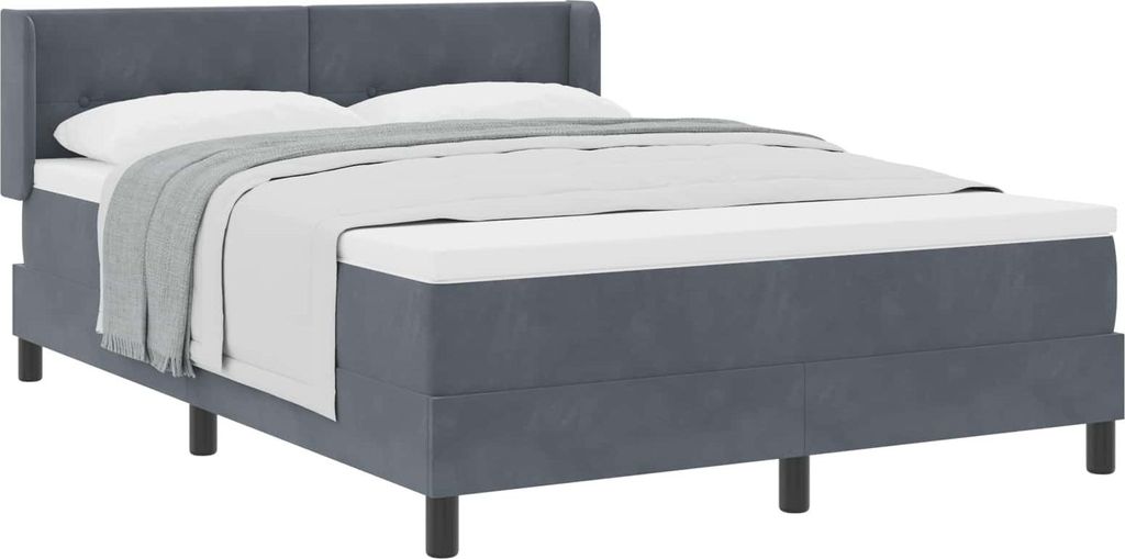 Boxspringbett mit Matratze Dunkelgrau 200 x 140 cm Samt