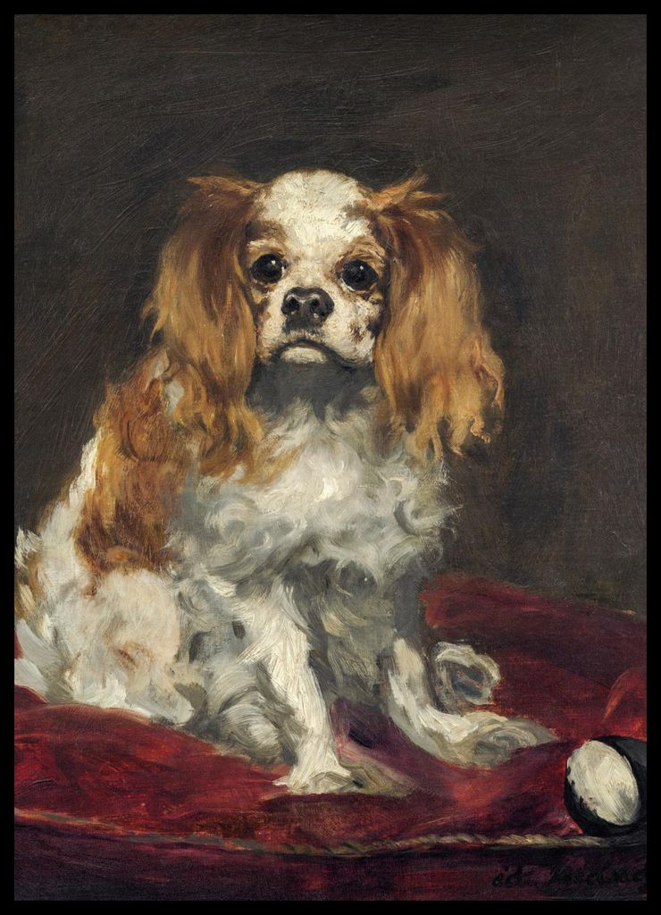 Plakat 50x70cm Ein King Charles Spaniel, Edouard Manet für das Wohnzimmer