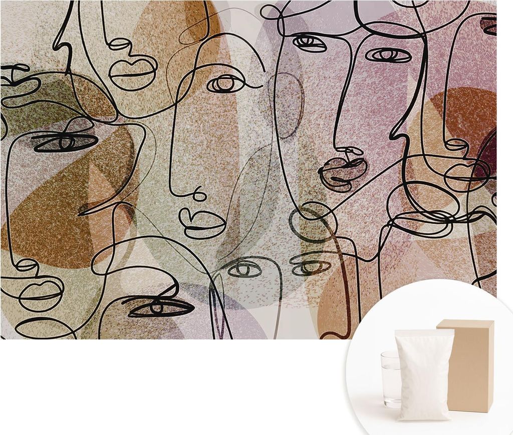 Fototapete - Wandbilder für Wohnzimmer - 152x104 cm - Dekorative Wandfolie - Modernes Design für Wanddekoration - Tapeten für Innenräume - Line...