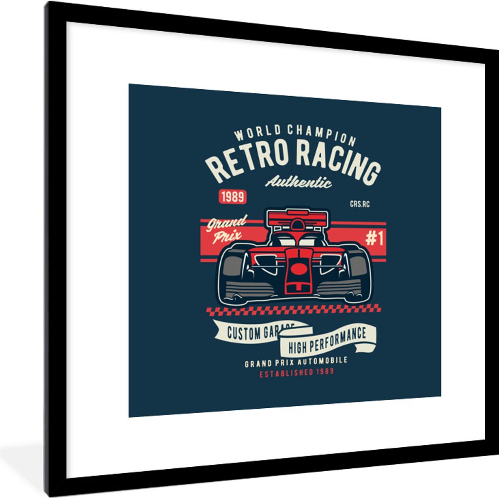MuchoWow MuchoWow Gerahmtes Poster Auto - Rennstrecke - Oldtimer 40x40 cm - Poster mit zchwarzem Bilderrahmen - Poster - Plakat im Rahmen