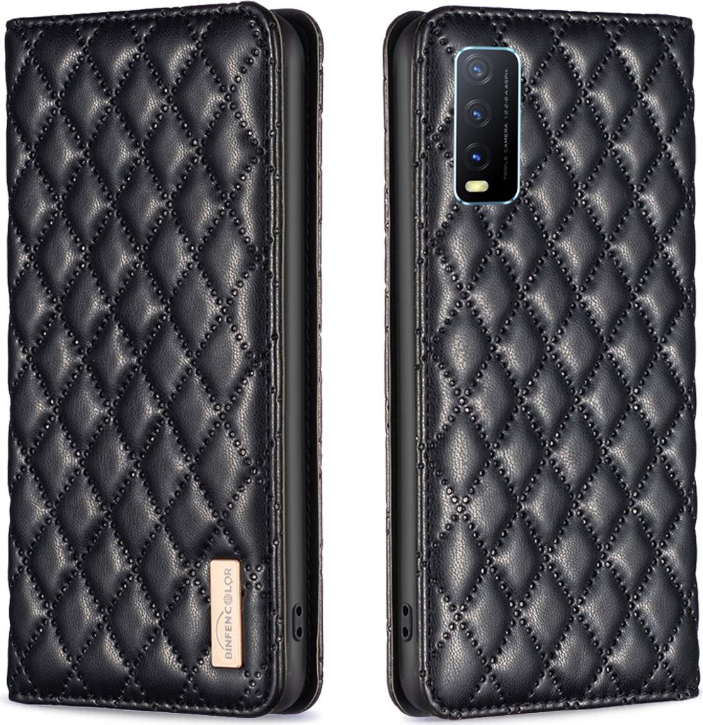VIVO Y20 Hülle, Elegant Bookstyle Flip Leder Kartenfächer Schutzhülle mit Ständer für VIVO Y20 Schwarz