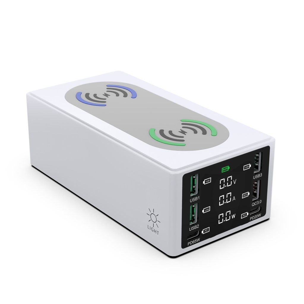 ANTCOOL 3-in-1 Multifunktionale USB-Ladestation 65W PD 3.0 QC 20W Schnellladestation Dual 15W Wireless Charging Pad für Samsung iPhone 11 Lapto