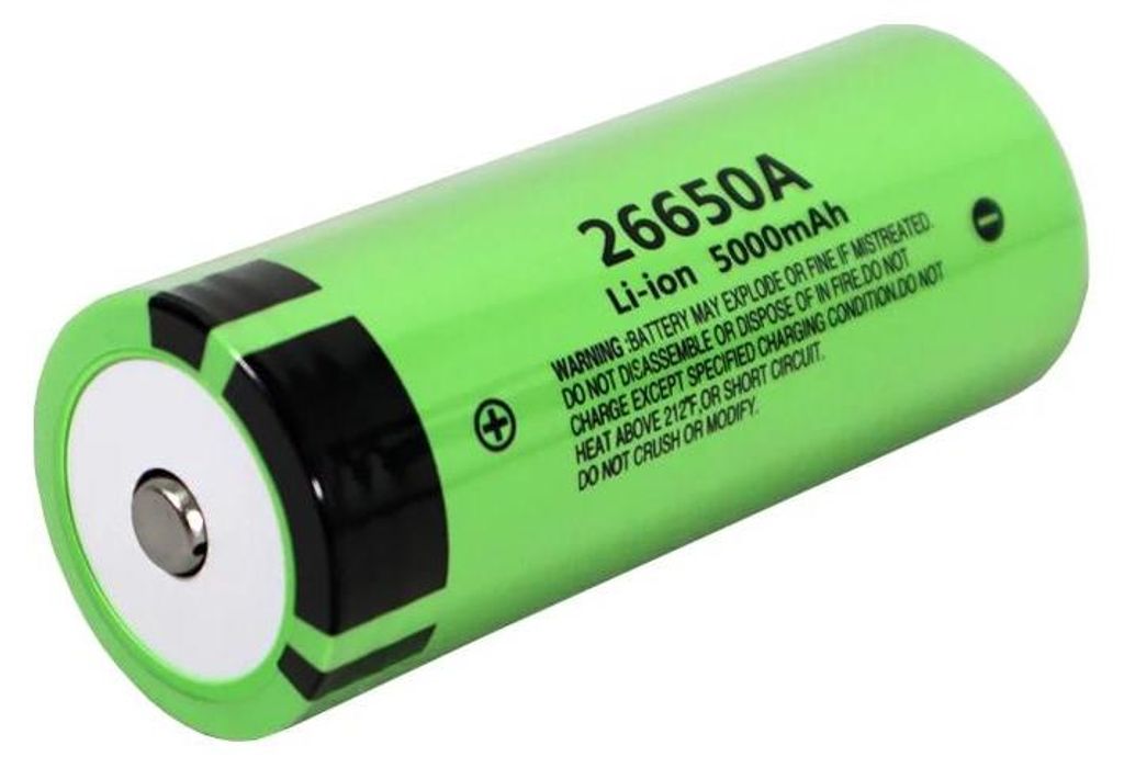 26650 Lithium-Ionen-Akku - Wiederaufladbare Li-Ion Zelle - 5000 mAh 3,7 V - 20 A Hochstrom - Button-Top ohne Schutzschaltung (kein PCB) - 1 Stück