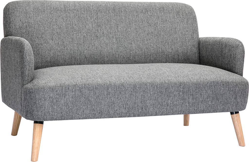 Miliboo - Skandinavisches Sofa 2-Sitzer aus hellgrauem Stoff und hellem Holz ISKO