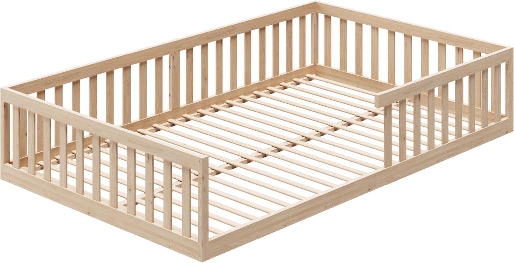 Bodenbett Bett mit Rausfallschutz & Lattenrost Montessori Produktbild 