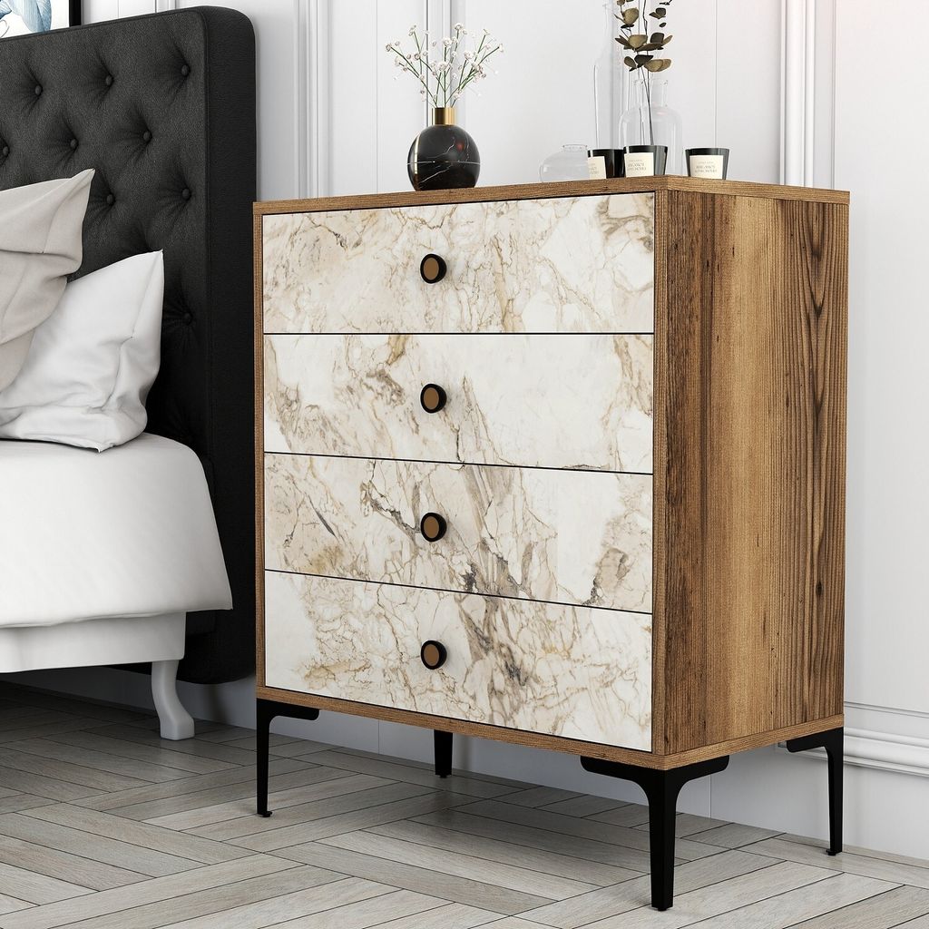 Skye Decor, Lisabon 538 - ořech, bílá, komody, ořech, 76 x Obrázek produktu 