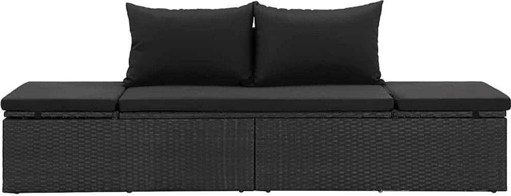 vidaXL Sonnenliege mit Auflage Poly Rattan Schwarz Produktbild 3