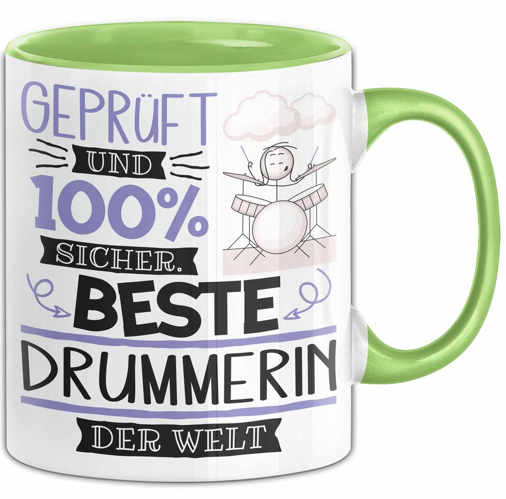 Beste Drummerin Der Welt Tasse Geschenk für Eine Drummerin Und Sicher Geschenkidee Geburtstag Weihnachten (Grün)