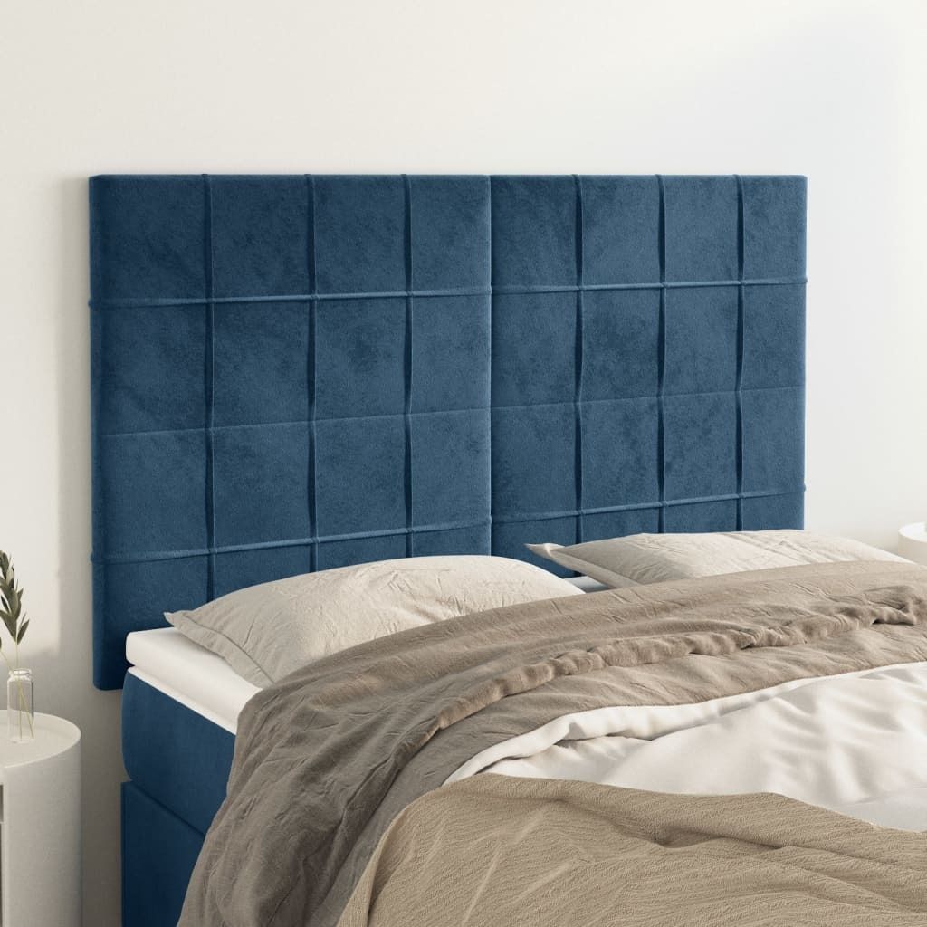 vidaXL Kopfteile 4 Stk. Dunkelblau 72x5x78/88 cm Samt - Kopfteil - Kopfteile - Bett-Kopfteil - Bettkopfteil