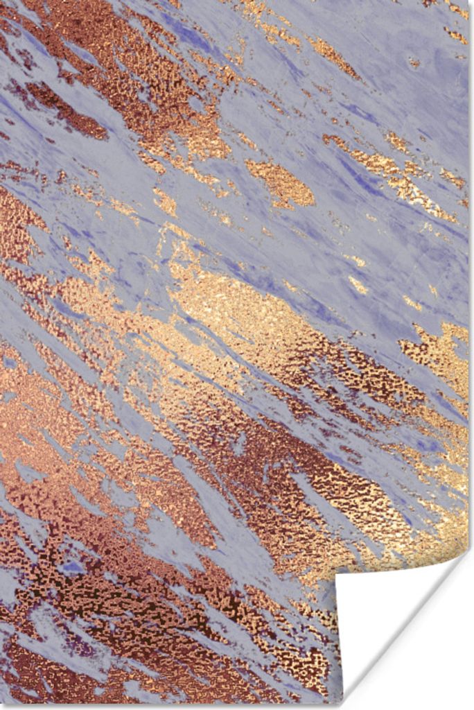 MuchoWow® Poster Marmor - Gold - Blau 80x120 cm - Produktbild 