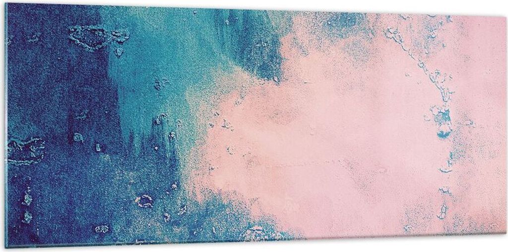 Bilder auf glas - Einteilig - Abstraktion Rosa Blau - 120x50cm - Glasbilder - Wandbilder - Bilder - zum Aufhängen bereit - Wanddekoration aus Glas...