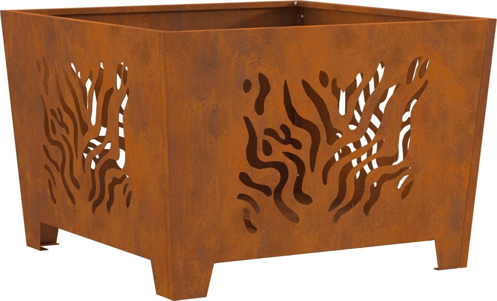 Möbel Feuerstelle Quadratisch 60x60x40 cm Cortenstahl - Feuerkörbe & -schalen 858915
