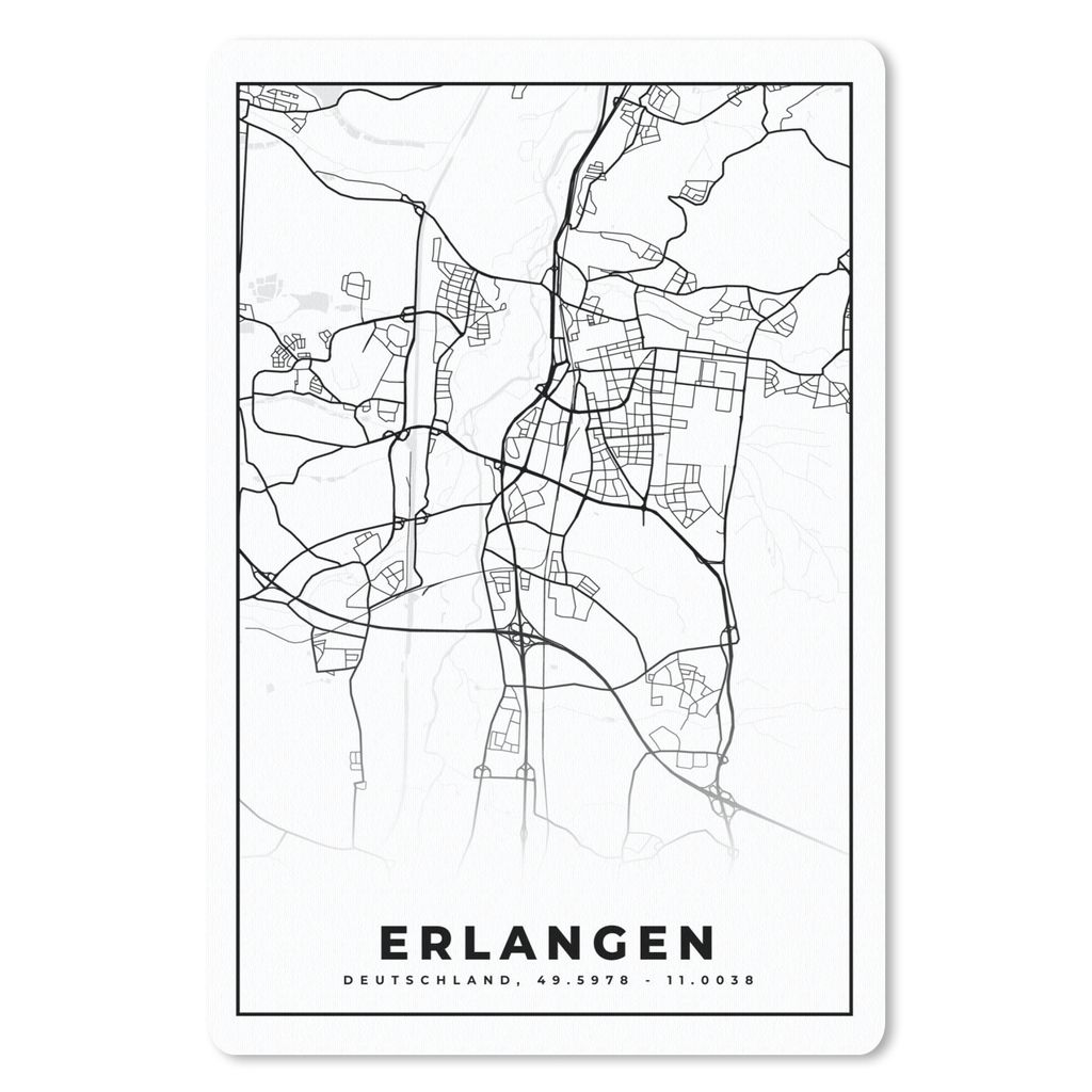 MuchoWow Mauspad Mousepad Karte - Erlangen - Stadtplan 40x60 cm - Mousepads - Maus Mat - Pad - Mausunterlage - Schreibtisch Accesoire