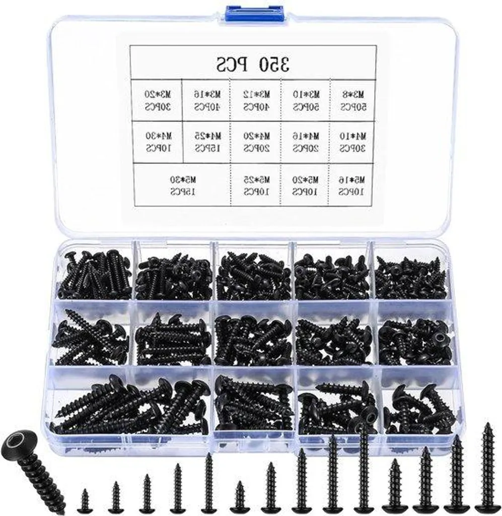 Pack Réparation Meubles : 350 Vis à Bois Noires Spéciales Restauration