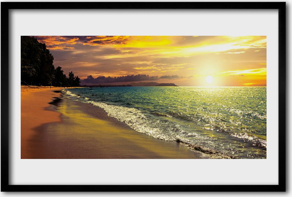 Bild 60x40 MDF-Rahmen Wandkunst Sun Beach Sea Landschaft