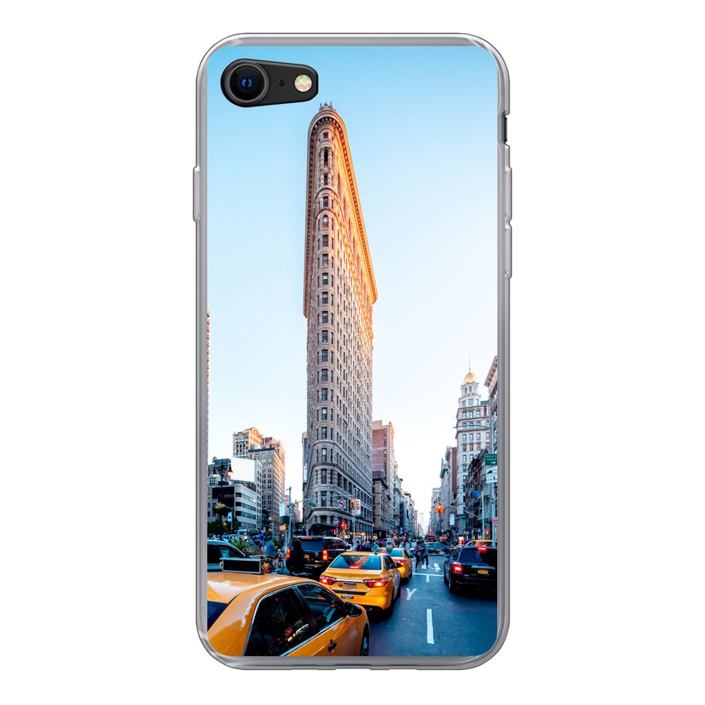 MuchoWow Handyhülle Schutzhülle Hülle für iPhone 8 Starker Verkehr rund um das Flatiron Building Silikon Softcase Handy Hülle - Schutzhaube