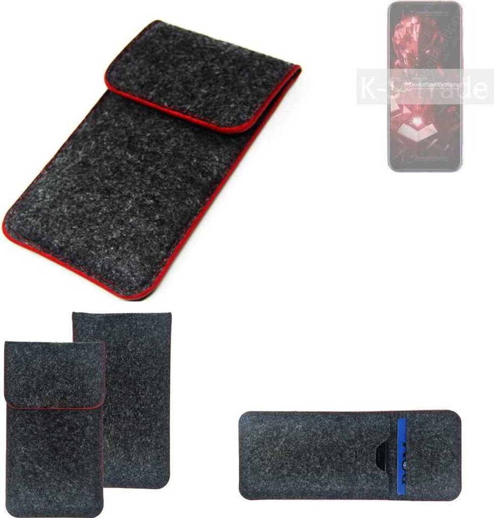 K-S-Trade Handy Schutz Hülle kompatibel mit nubia Red Magic 3S Schutzhülle Handyhülle Filztasche Pouch Tasche Case Sleeve Filzhülle dunkelgrau