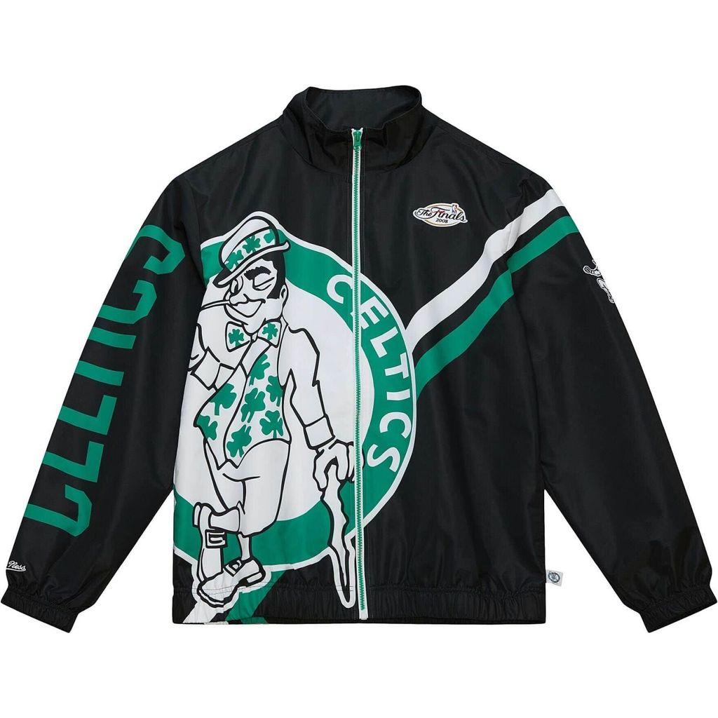 Boston Celtics NBA Mitchell & Ness Exploded Logo Warm Up Jacke Schwarz-2XL