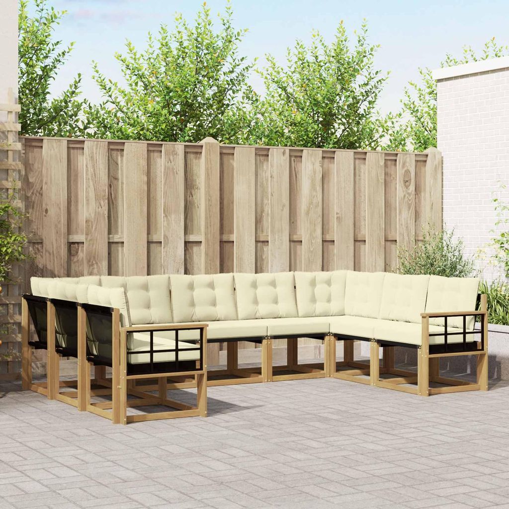 Möbel Outdoor-Sofagarnitur mit Kissen 9 pcs Weiß und CremeGartensofas - Gartensofas c3897