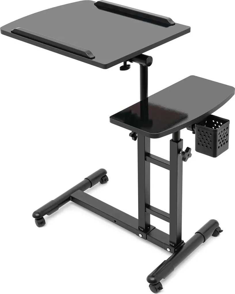 Station de tatouage portable noire réglable en hauteur avec pieds stables