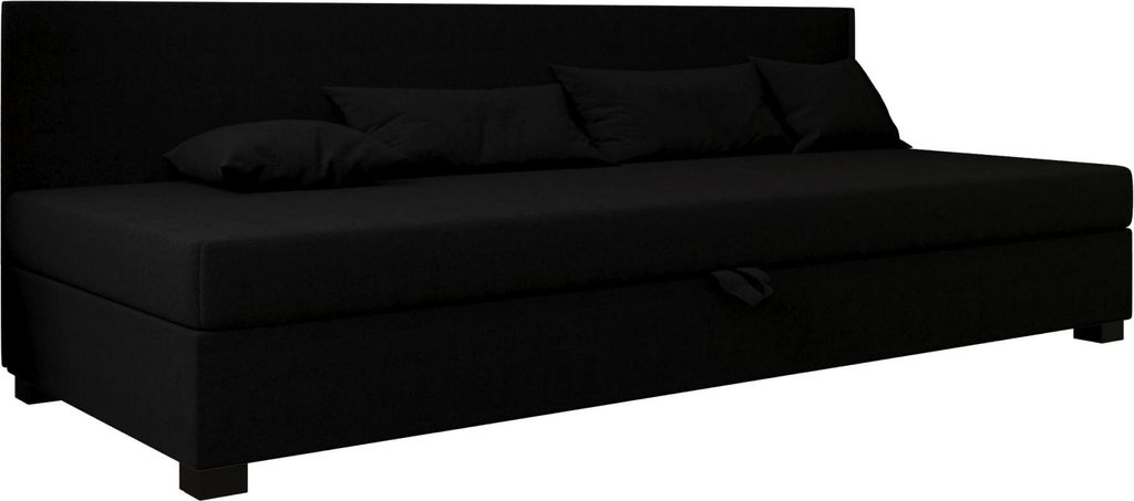 AURA SOFA Boxspringbett TILIA BIZ 90x195 Komplett-Set mit Bonell Matratze, Polsterbett mit Bettkästen - Schwarz, SAWANA 14