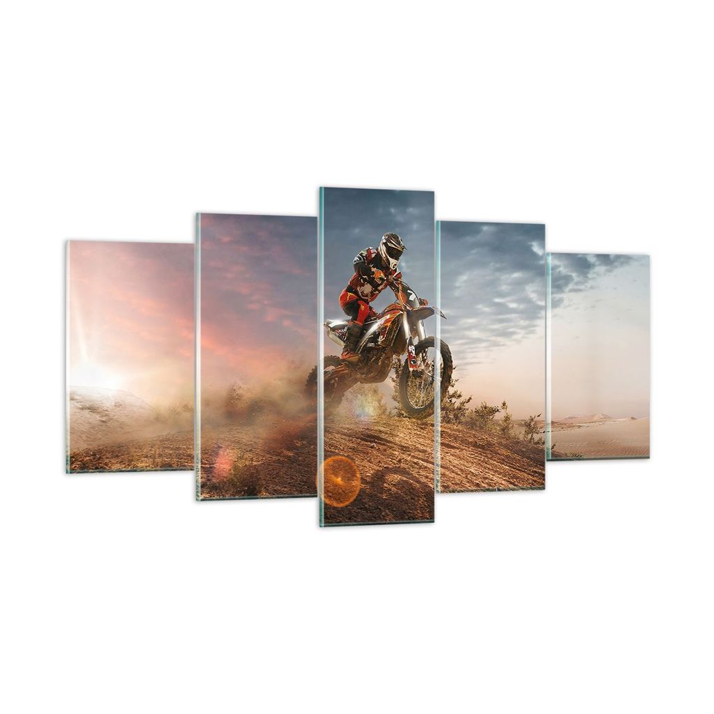 Bilder auf glas - Motor Reiten Helm - 160x85cm - Glasbilder - Wandbilder - Kunstdruck - zum Aufhängen bereit - Wanddekoration aus Glas - Glas Bild...