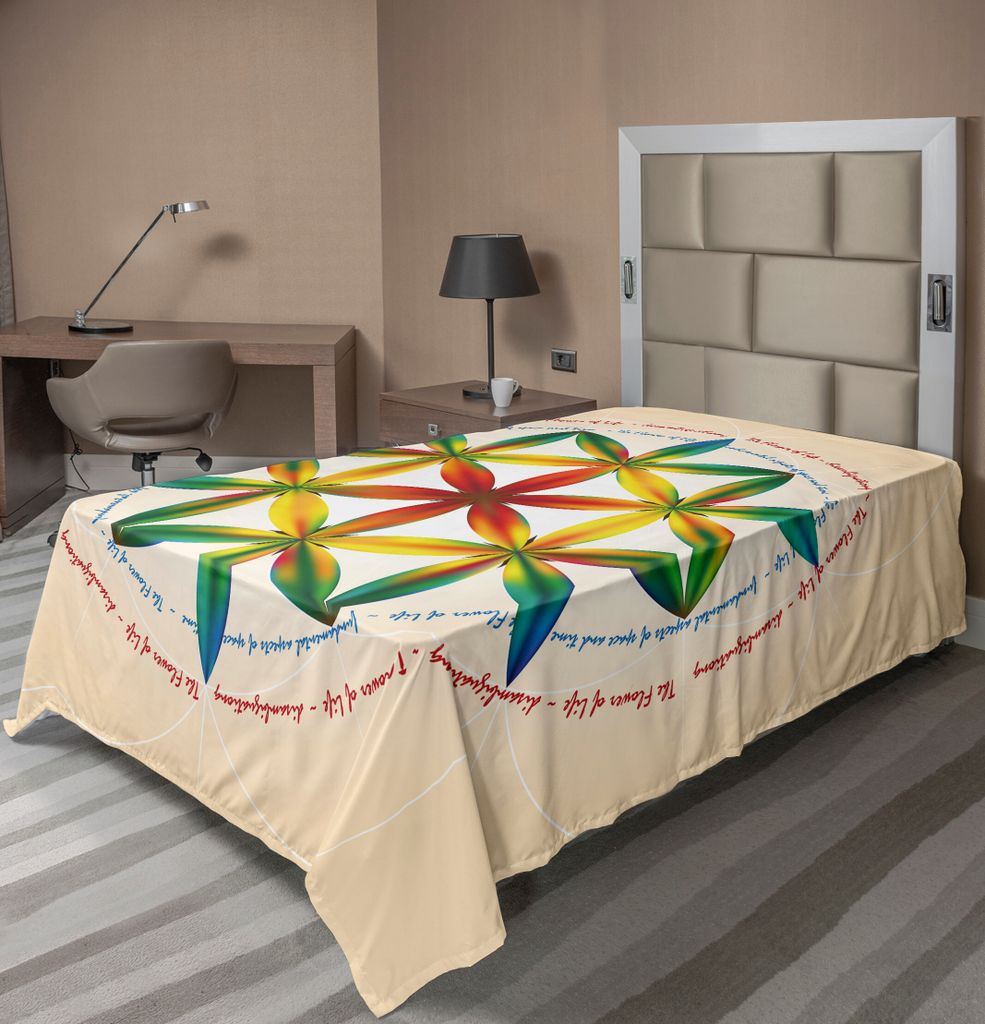 ABAKUHAUS Geometrie Bettlaken, Symbol des grundlegenden Aspekts von Raum und Zeit Esoterischer neuer gewundener Druck, weiches bequemes oberes Bett...