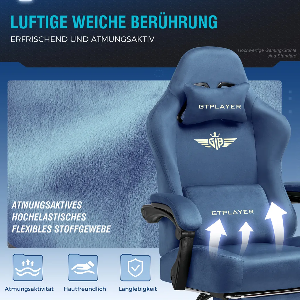 Fauteuil de Bureau Ergonomique et Chaise Gaming avec Repose-Pieds Gris - 7