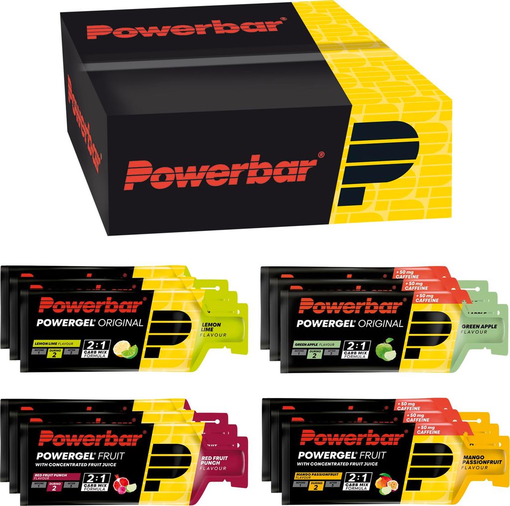 POWERBAR High Carb Energie Gele PowerGel Multiflavour Box 12x 41g