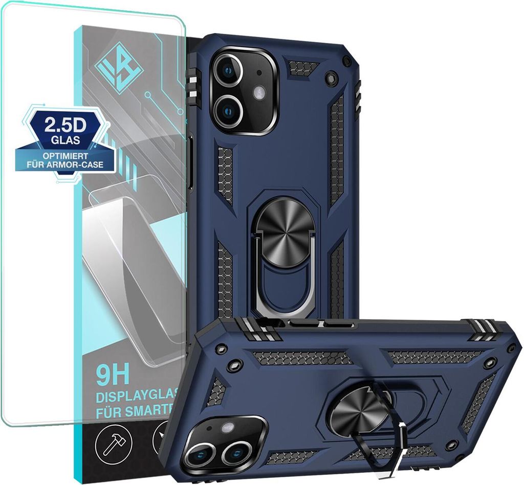 Armor Outdoor Handyhülle für Apple iPhone 12 Pro Handy Panzer Case Schutzhülle mit 9H Displayglas Displayschutz Farbe: Blau