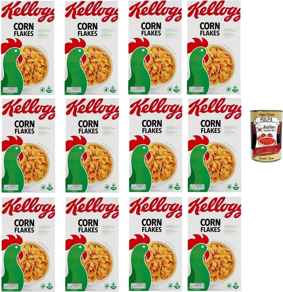 Corn Flakes Knusprige goldene und leckere ohne Palmöl ohne Farbstoffe ohne künstliche Aromen 12x 500g + Italian Gourmet polpa 400g