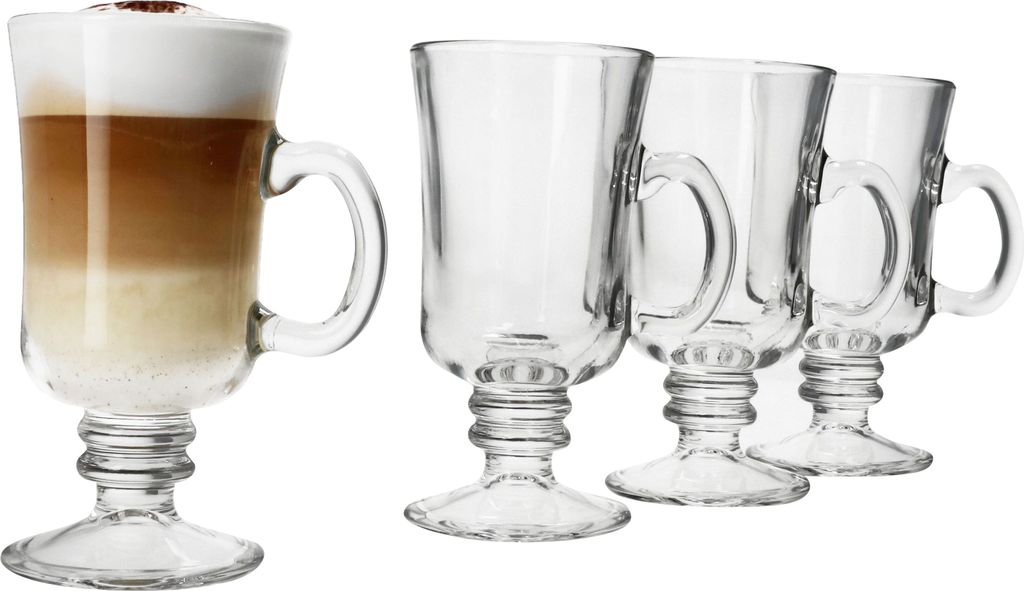 4x Irish Coffee Gläser mit Henkel 180ml Tee-Glas Kaffee-Gläser Glühwein Kakao