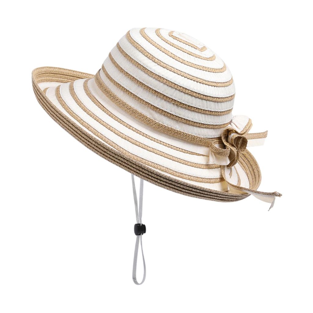 Stroh-Sonnenhut für Damen, UV-Schutz Sonnenhut, Strandhut mit Schleife, Braun