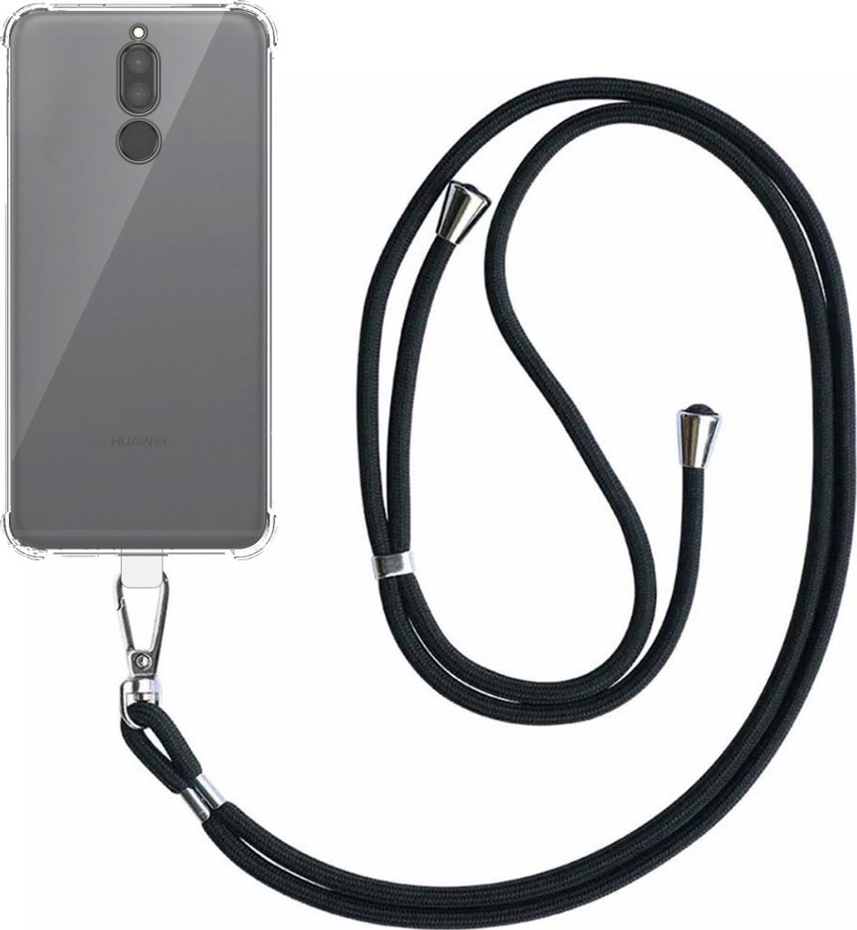 Smartphonica Handytasche passend für Huawei Mate 10 Lite Transparent stoßfest mit abnehmbarem Universal Telefonkabel - Backcover Case Silikon Sho...