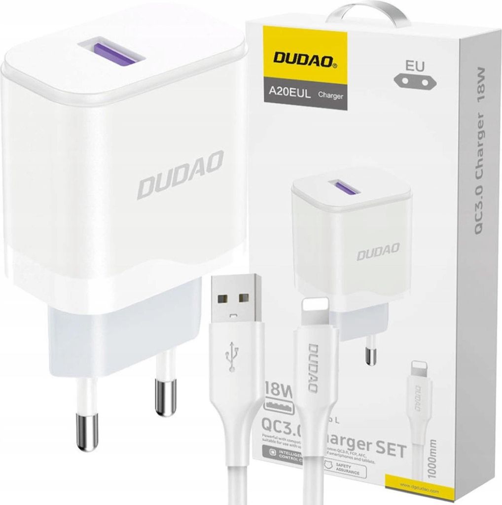 Dudao A20Eu Caricabatterie da rete Usb-A 18W - Bianco + Immagine del prodotto 