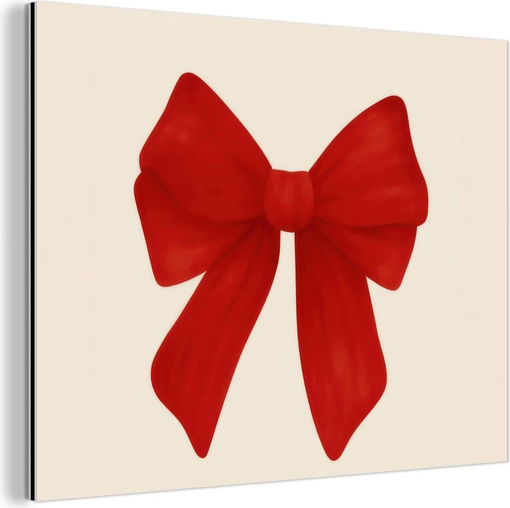 MuchoWow Wanddekoration Metall Metallbild Wandkunst 40x30 cm Fliege - Symmetrisch - Rot - Schleife MuchoWow Aluminium Gemälde - Dekoration Wohnzimmer