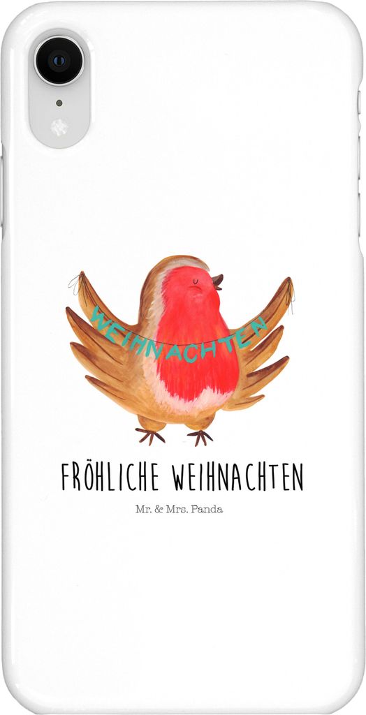 Mr. & Mrs. Panda Iphone XR Handyhülle Rotkehlchen Weihnachten - Weiß - Geschenk, Weihnachtsmotiv, Handy Case, Heiligabend, Premium Kunststoff, We...