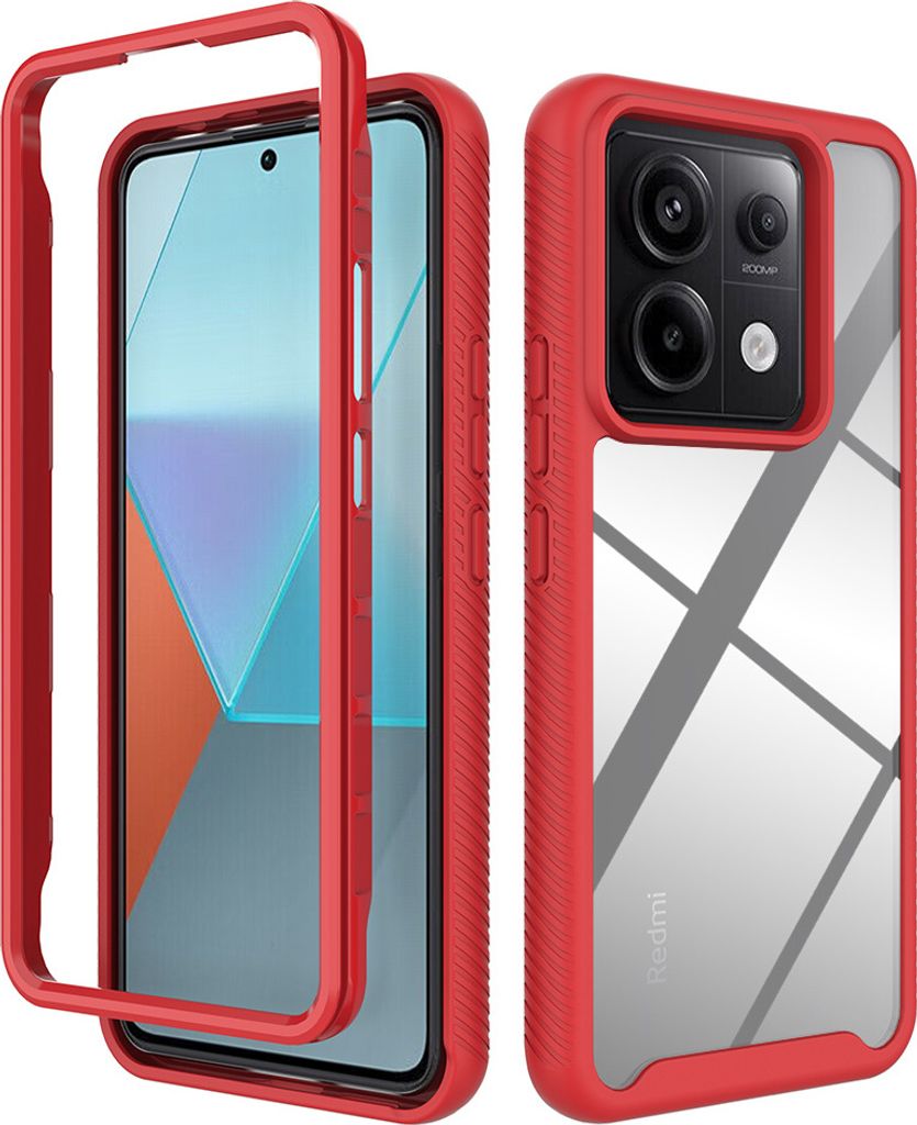 Redmi Note 13 Pro 5G Hülle, Hybrid Transparente Rückseite TPU Bumper Stoßfest Schutzhülle für Xiaomi Redmi Note 13 Pro 5G Rot