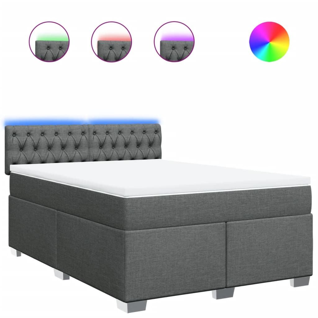 "2026 Aktion"Boxspringbett Modernes/Doppelbett - Polsterbett Erwachsene/r /Kind - mit Matratze Dunkelgrau 140x200cm Stoff - Klassische Betten NeuM...