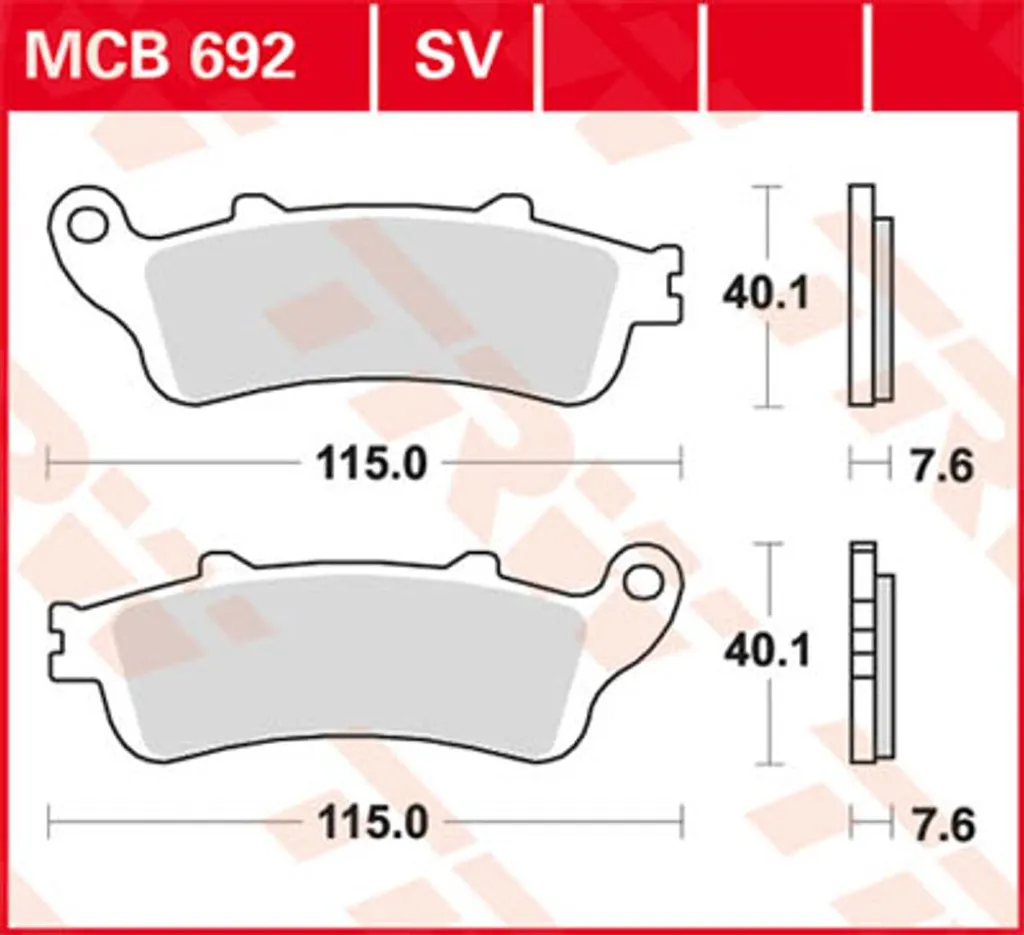 Plaquettes de Frein TRW MCB 692 Organique pour Entretien Moto et Scooter