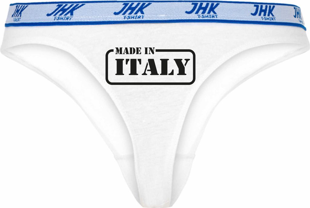 Damen Thong Slip - Boxer-0020-woman-white-v-M - weiß - M - vorn - ITALY - lustiges Motiv - Spruch - Unterwäsche - Unterhose - Freizeit - lustig