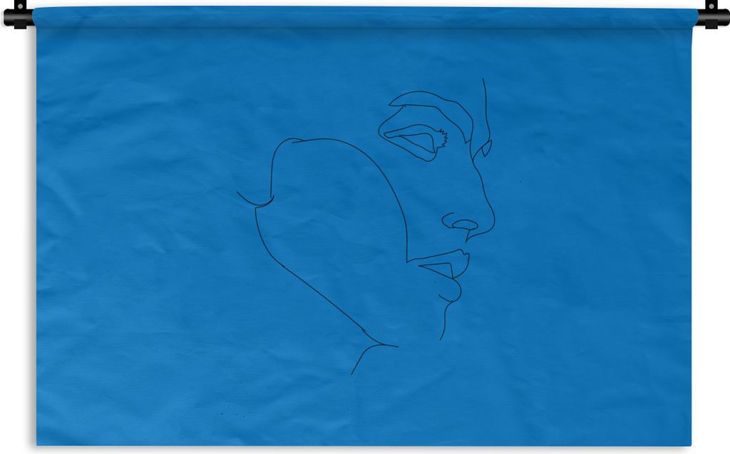 MuchoWow Wandteppich Wandbehang Mann - Strichzeichnung - Blau 60x40 cm Tapisserie Dekoration Wandtuch - Wanddekorationen