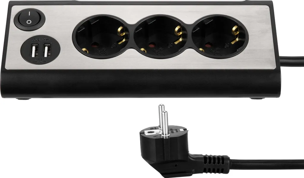 Multiprise REV LIGHT SOCKET avec 3 Prises et 2 Ports USB Intégrés