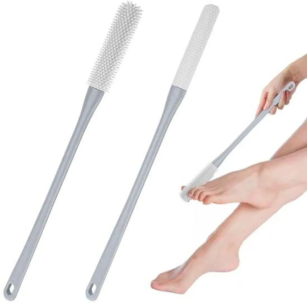 Brosse Pieds Silicone à Long Manche et Lumière LED - Pack de 2 Gris